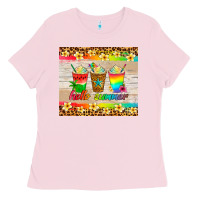 Bubblegum Pink hello summer ice coffee Ladies Tee - Artiststas