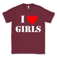 Burgundy i love girls Classic Tee - artisFamous