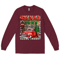 Burgundy small town christmas Long Sleeve Tee - BarkalooDesign