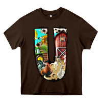 Chocolate Brown farm life alphabet lowercase letters u Heavy Core Tee - BundleAndBundleShop