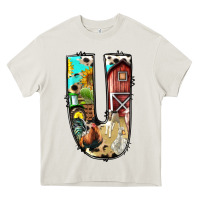 Cream farm life alphabet lowercase letters u Heavy Core Tee - BundleAndBundleShop