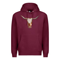 Burgundy longhorn cow head Premium Hoodie - RanaPortraitStore