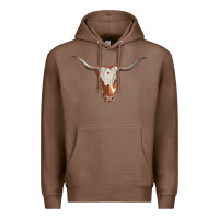 Chestnut longhorn cow head Premium Hoodie - RanaPortraitStore