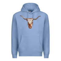 Colony Blue longhorn cow head Premium Hoodie - RanaPortraitStore