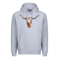 Heather Grey longhorn cow head Premium Hoodie - RanaPortraitStore