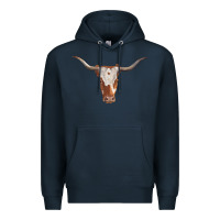 Navy longhorn cow head Premium Hoodie - RanaPortraitStore