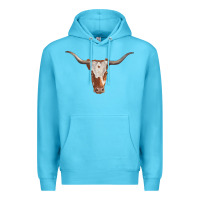 Ocean Blue longhorn cow head Premium Hoodie - RanaPortraitStore
