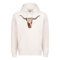 Pale Pink longhorn cow head Premium Hoodie - RanaPortraitStore