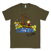 Army Green calvin hobbes Classic Tee - artisFamous