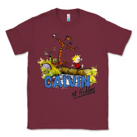 Burgundy calvin hobbes Classic Tee - artisFamous