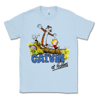 Dusty Blue calvin hobbes Classic Tee - artisFamous