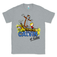 Heather Grey calvin hobbes Classic Tee - artisFamous