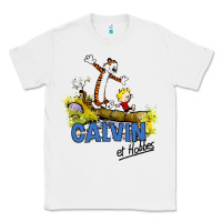 White calvin hobbes Classic Tee - artisFamous