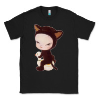 Black Yoshitomo Nara Cute Cat Classic Tee - artisFamous
