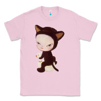 Bubblegum Pink Yoshitomo Nara Cute Cat Classic Tee - artisFamous