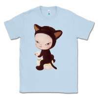 Dusty Blue Yoshitomo Nara Cute Cat Classic Tee - artisFamous