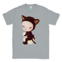 Heather Grey Yoshitomo Nara Cute Cat Classic Tee - artisFamous