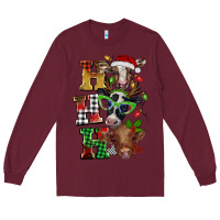 Burgundy Christmas ho ho ho cow Long Sleeve Tee - BarkalooDesign