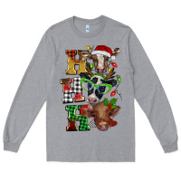 Heather Grey Christmas ho ho ho cow Long Sleeve Tee - BarkalooDesign