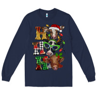 Navy Christmas ho ho ho cow Long Sleeve Tee - BarkalooDesign