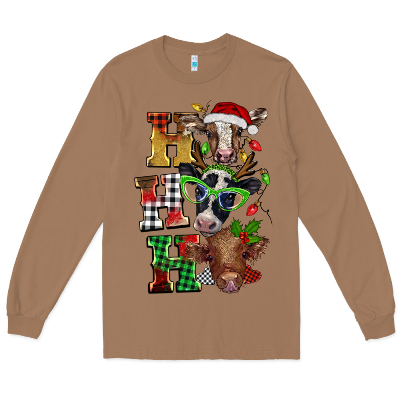 Christmas Ho Ho Ho Cow Long Sleeve Tee by BarkalooDesign | Teevron