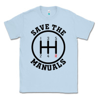 Dusty Blue save the manuals (black) Classic Tee - artisFamous