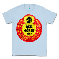 Dusty Blue red horse Classic Tee - artisFamous