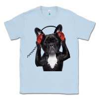 Dusty Blue french bulldog dj style Classic Tee - artisFamous