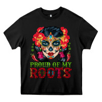 Black sugar skull woman proud of my roots Heavy Core Tee - BundleAndBundleShop
