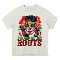 Cream sugar skull woman proud of my roots Heavy Core Tee - BundleAndBundleShop