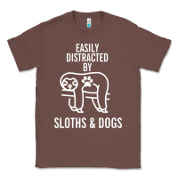 Chestnut easily distracted by sloths and dogs funny sloth quote paw print Classic Tee - artisFamous