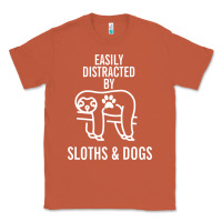 Copper easily distracted by sloths and dogs funny sloth quote paw print Classic Tee - artisFamous