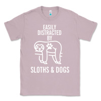 Lilac easily distracted by sloths and dogs funny sloth quote paw print Classic Tee - artisFamous