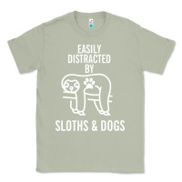 Matcha easily distracted by sloths and dogs funny sloth quote paw print Classic Tee - artisFamous