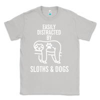 Moon Dust easily distracted by sloths and dogs funny sloth quote paw print Classic Tee - artisFamous