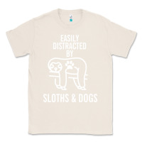 Natural easily distracted by sloths and dogs funny sloth quote paw print Classic Tee - artisFamous