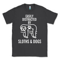 Smoke easily distracted by sloths and dogs funny sloth quote paw print Classic Tee - artisFamous