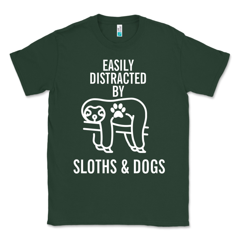 Easily Distracted By Sloths And Dogs Funny Sloth Quote Paw Print Classic Tee by artisFamous | Teevron