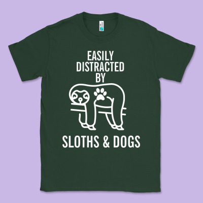 Easily Distracted By Sloths And Dogs Funny Sloth Quote Paw Print Classic Tee Designed By Artisfamous