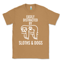 Toasted Coconut easily distracted by sloths and dogs funny sloth quote paw print Classic Tee - artisFamous