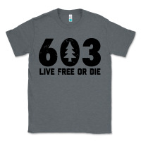 Charcoal Heather live free or die 603 tree Classic Tee - artisFamous