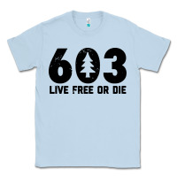Dusty Blue live free or die 603 tree Classic Tee - artisFamous