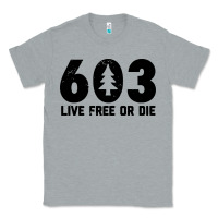 Heather Grey live free or die 603 tree Classic Tee - artisFamous