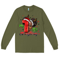 Army Green my first christmas african girl Long Sleeve Tee - BarkalooDesign