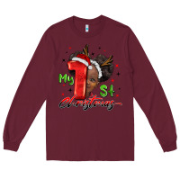Burgundy my first christmas african girl Long Sleeve Tee - BarkalooDesign