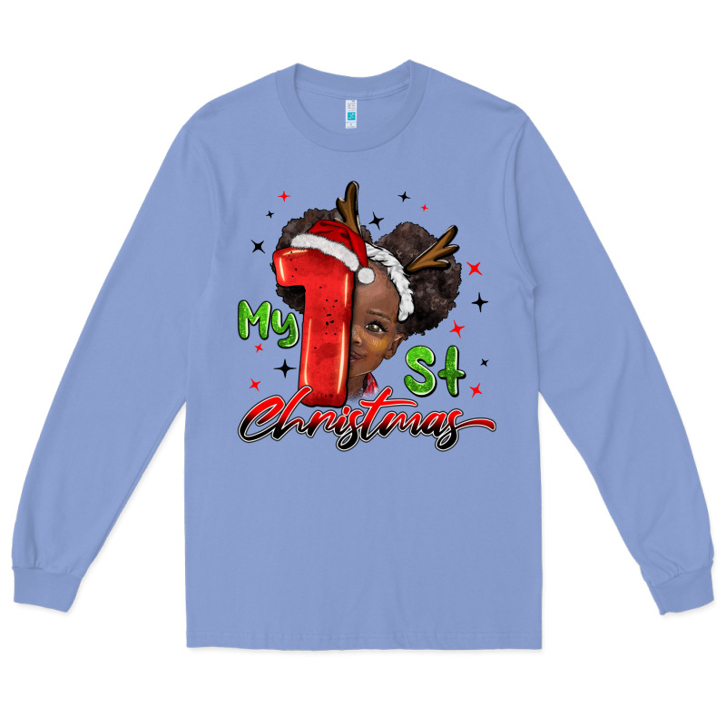 My First Christmas African Girl Long Sleeve Tee by BarkalooDesign | Teevron