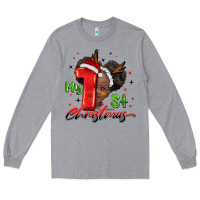 Heather Grey my first christmas african girl Long Sleeve Tee - BarkalooDesign