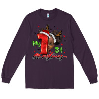 Plum my first christmas african girl Long Sleeve Tee - BarkalooDesign