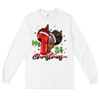 White my first christmas african girl Long Sleeve Tee - BarkalooDesign