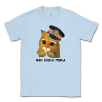 Dusty Blue cat tama train station master Classic Tee - artisFamous